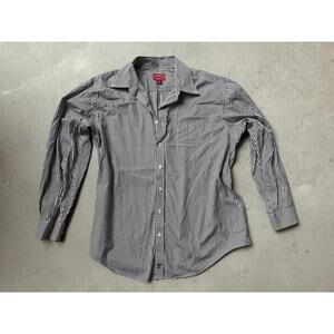 Rochester Men's Black and White Striped Dress Shirt 1X